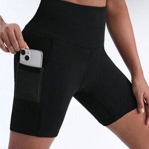 Girls Black Biker Shorts with pockets‎